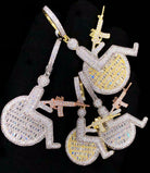 Handicap Machine Gun VVS CZ Hip Hop Iced Out Pendant Small Yellow Gold HipHopBling