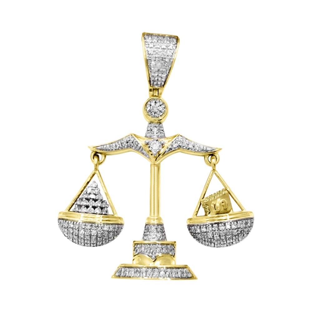 Hanging Scale Money Diamond Pendant .50cttw 10K Yellow Gold HipHopBling