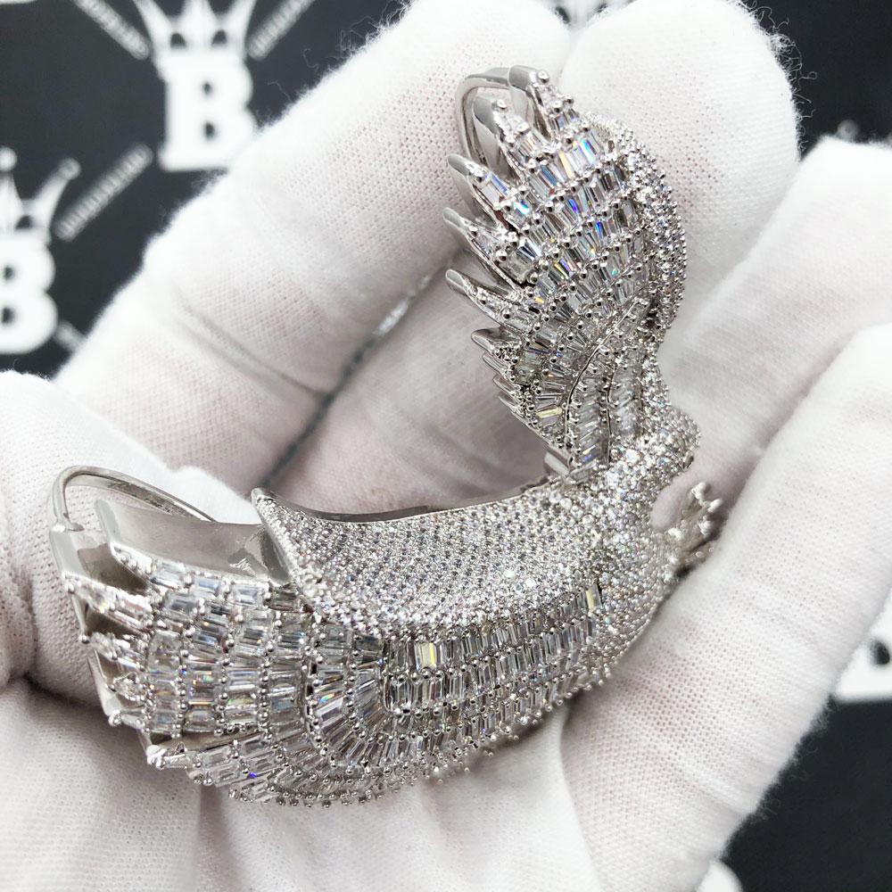 Hawk Baguette CZ Hip Hop Bling Bling Pendant White Gold HipHopBling