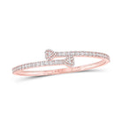 Heart Baguette Diamond Bangle Bracelet 10K Gold 10K Rose Gold HipHopBling