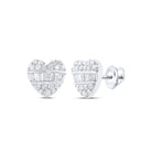 Heart Baguette Diamond Earrings 3/8cttw 10K Gold 10K White Gold HipHopBling