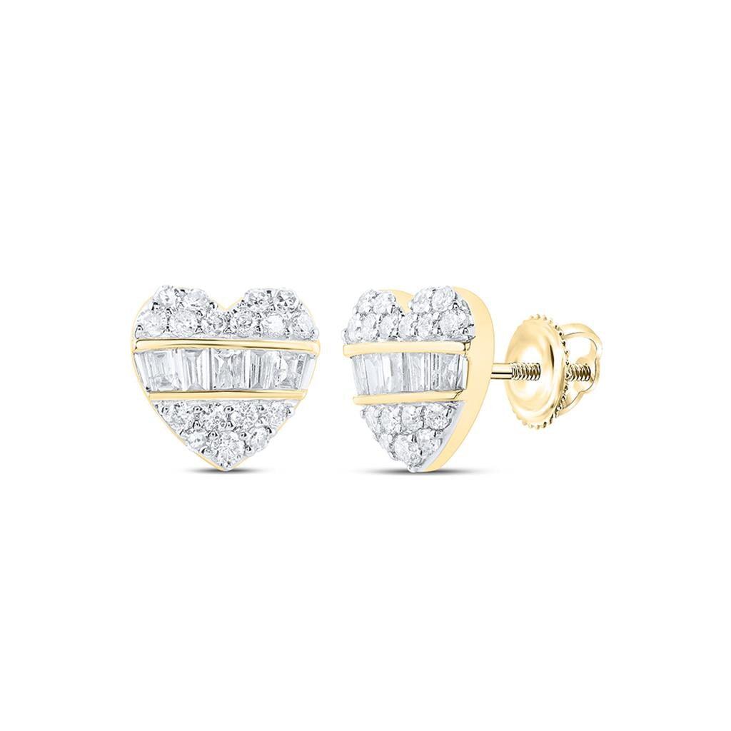 Heart Baguette Diamond Earrings 3/8cttw 10K Gold 10K Yellow Gold HipHopBling