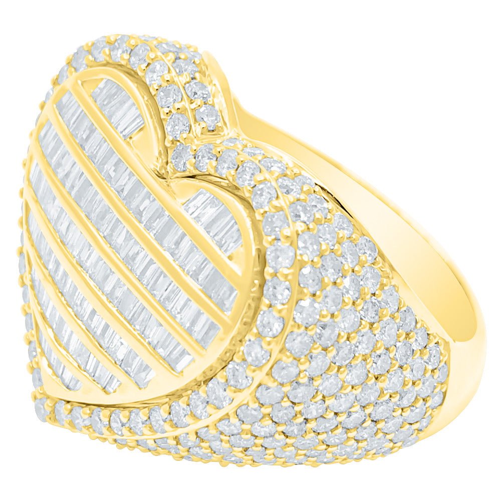 Heart Baguette Diamond Ring 3.90cttw 10K Gold 10K Yellow Gold HipHopBling
