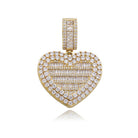 Heart Baguette Iced Out Hip Hop Pendant Yellow Gold HipHopBling