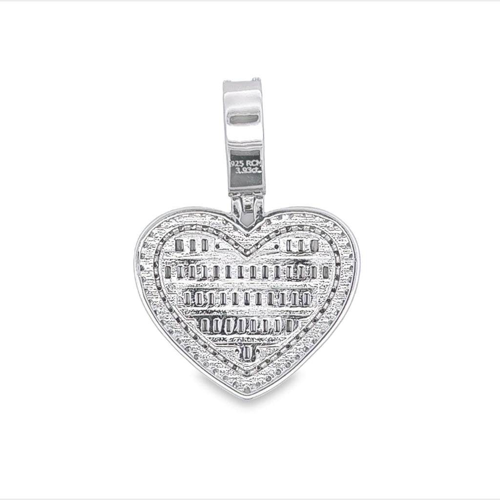 Heart Baguette VVS Moissanite Pendant .925 Sterling Silver HipHopBling