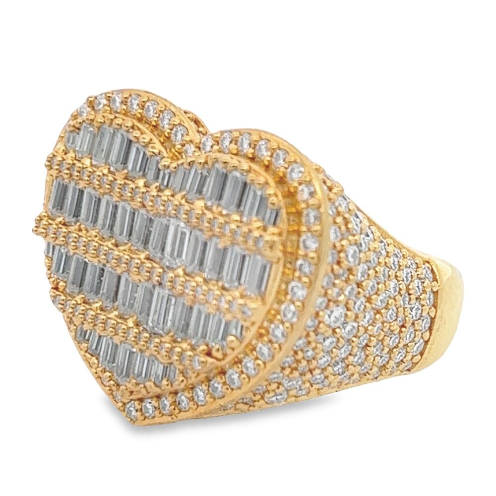 Heart Baguette VVS Moissanite Ring .925 Sterling Silver 7 White Gold HipHopBling
