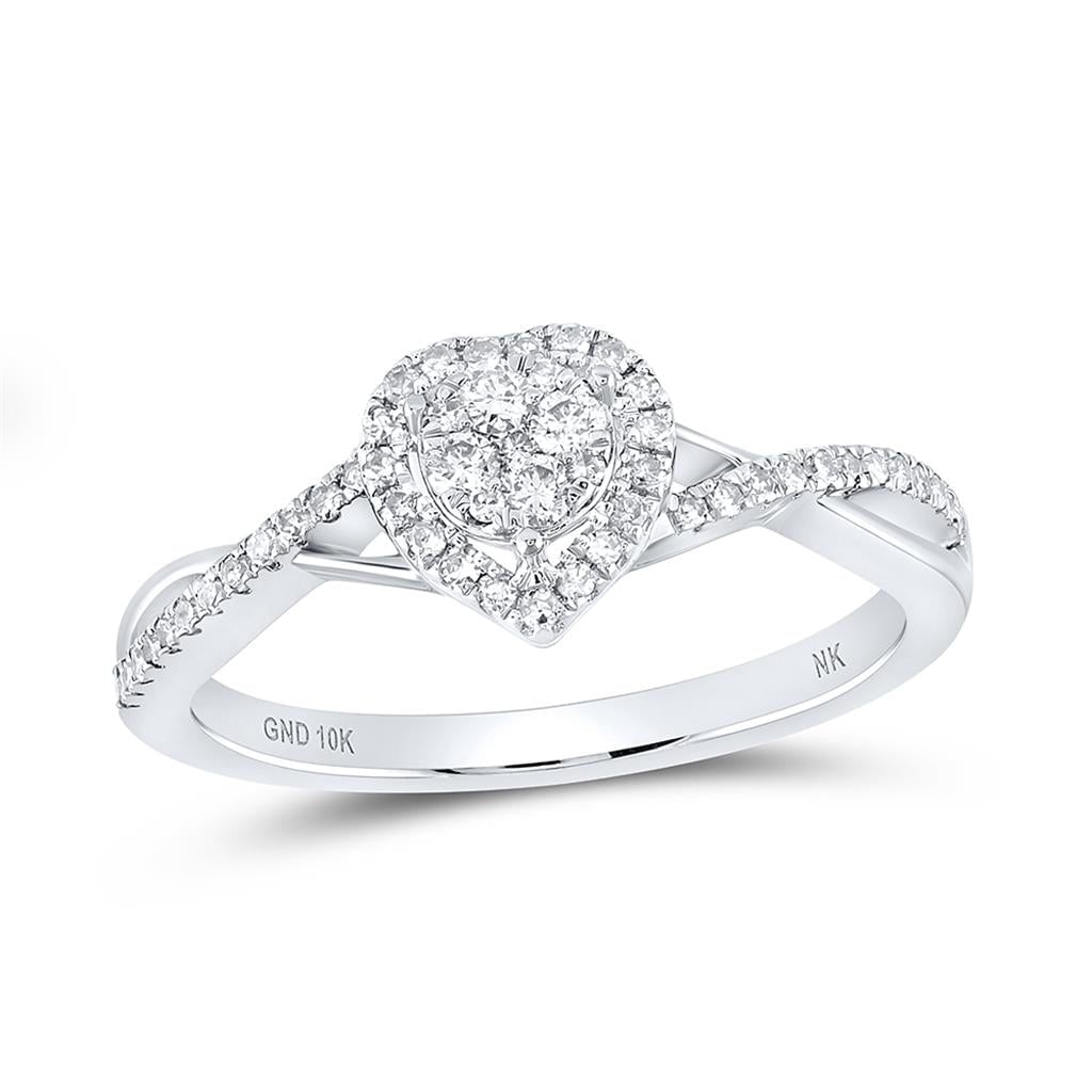 Heart Braid Band Diamond Ring 1/3cttw 10K Gold 10K White Gold HipHopBling