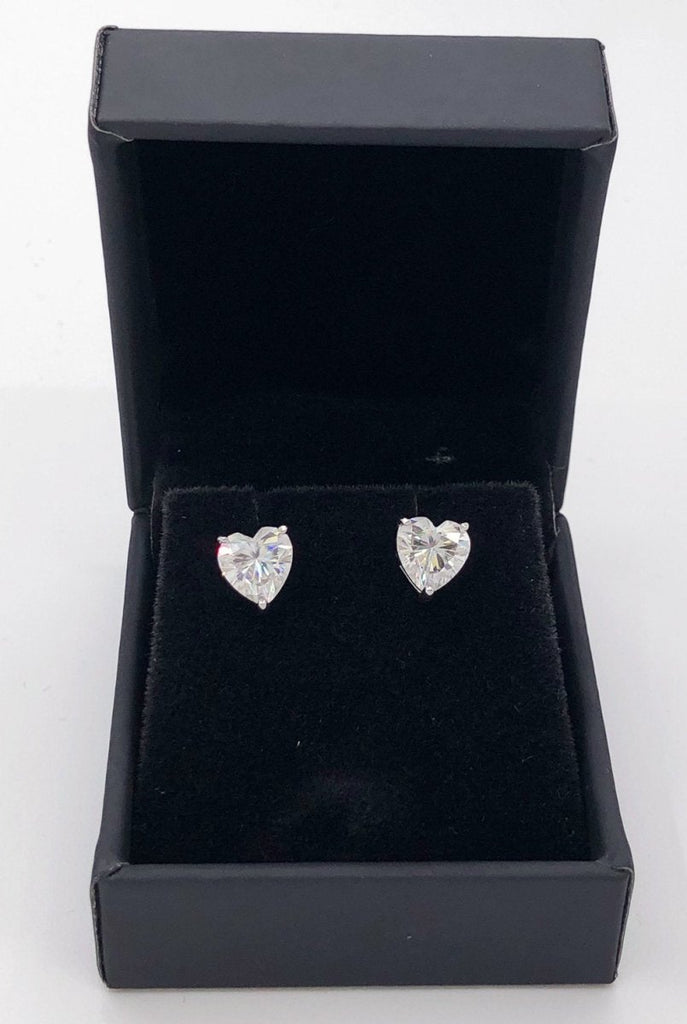 Heart Cut Moissanite VVS D Stud Earrings .925 Sterling Silver White Gold 4MM (0.60 Carats) HipHopBling