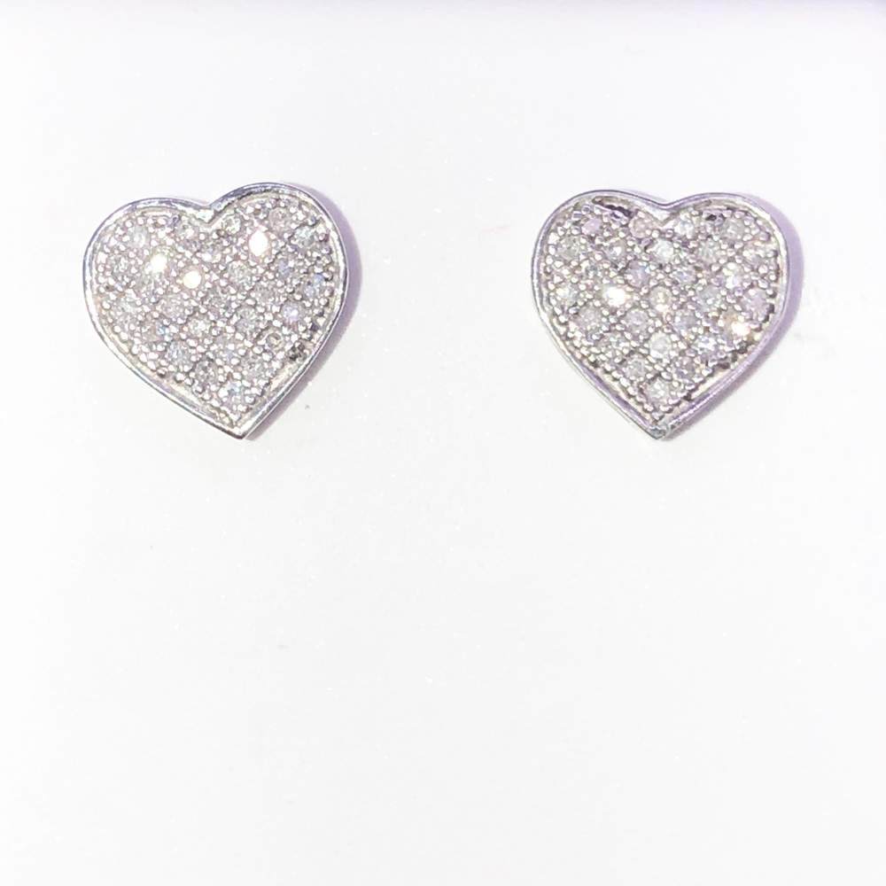 Heart Diamond .25cttw Earrings .925 Sterling Silver HipHopBling