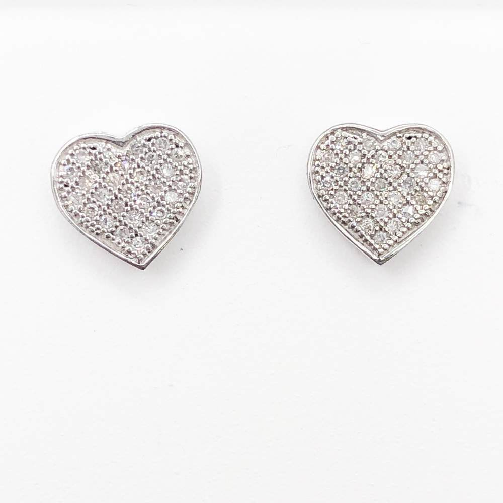 Heart Diamond .25cttw Earrings .925 Sterling Silver HipHopBling
