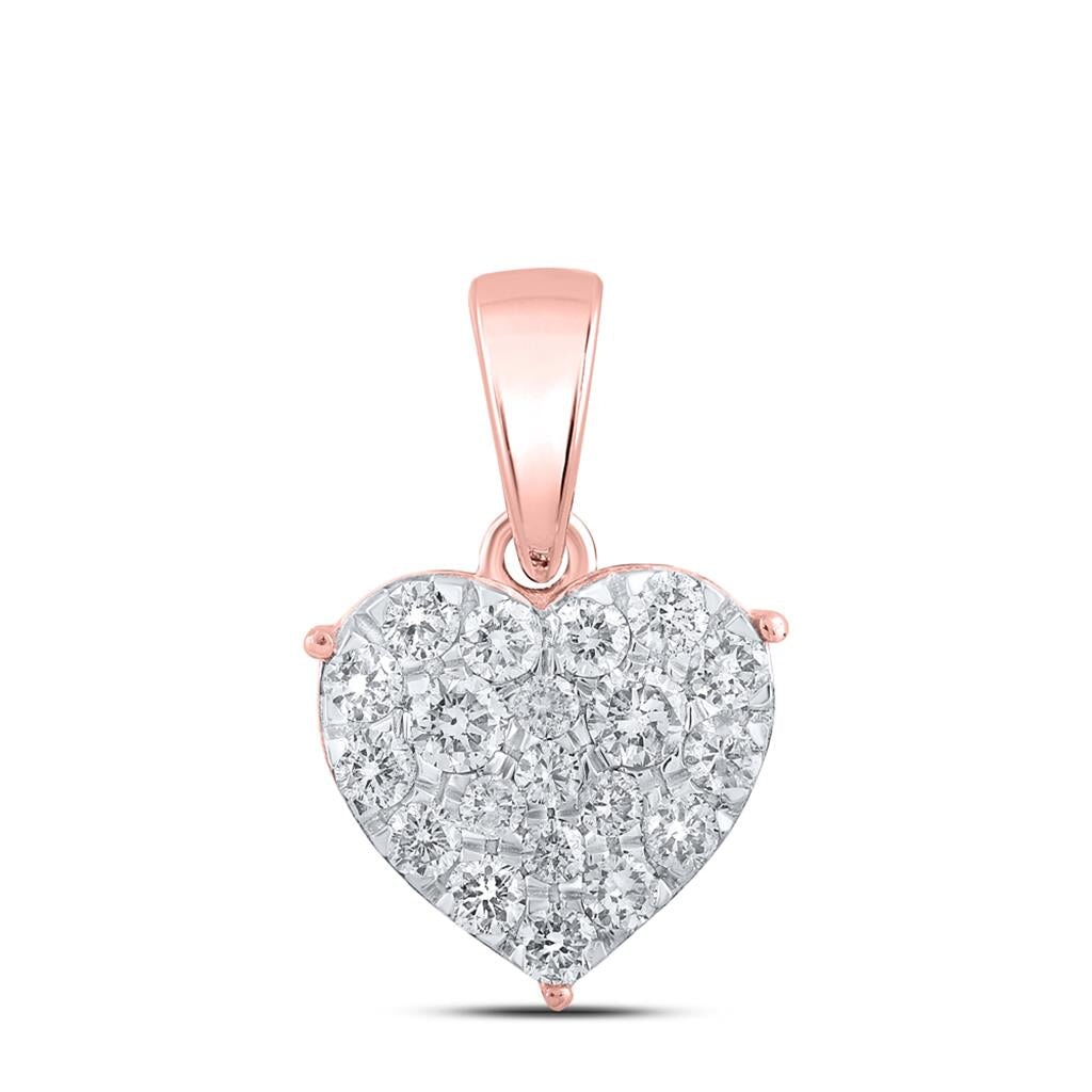 Heart Diamond Charm Pendant 10K Gold 10K Rose Gold HipHopBling