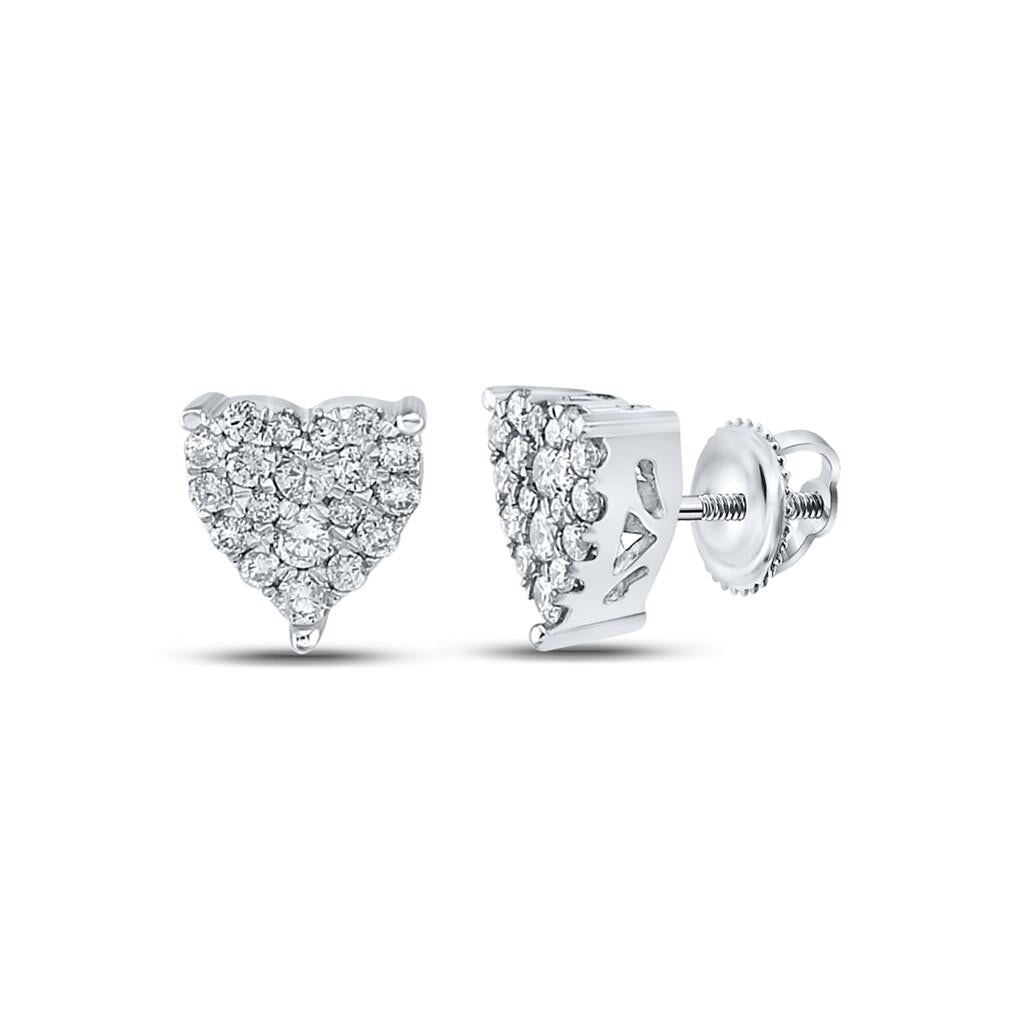 Heart Diamond Earrings 10K Gold | 4 Sizes 10K White Gold .25 Carat HipHopBling
