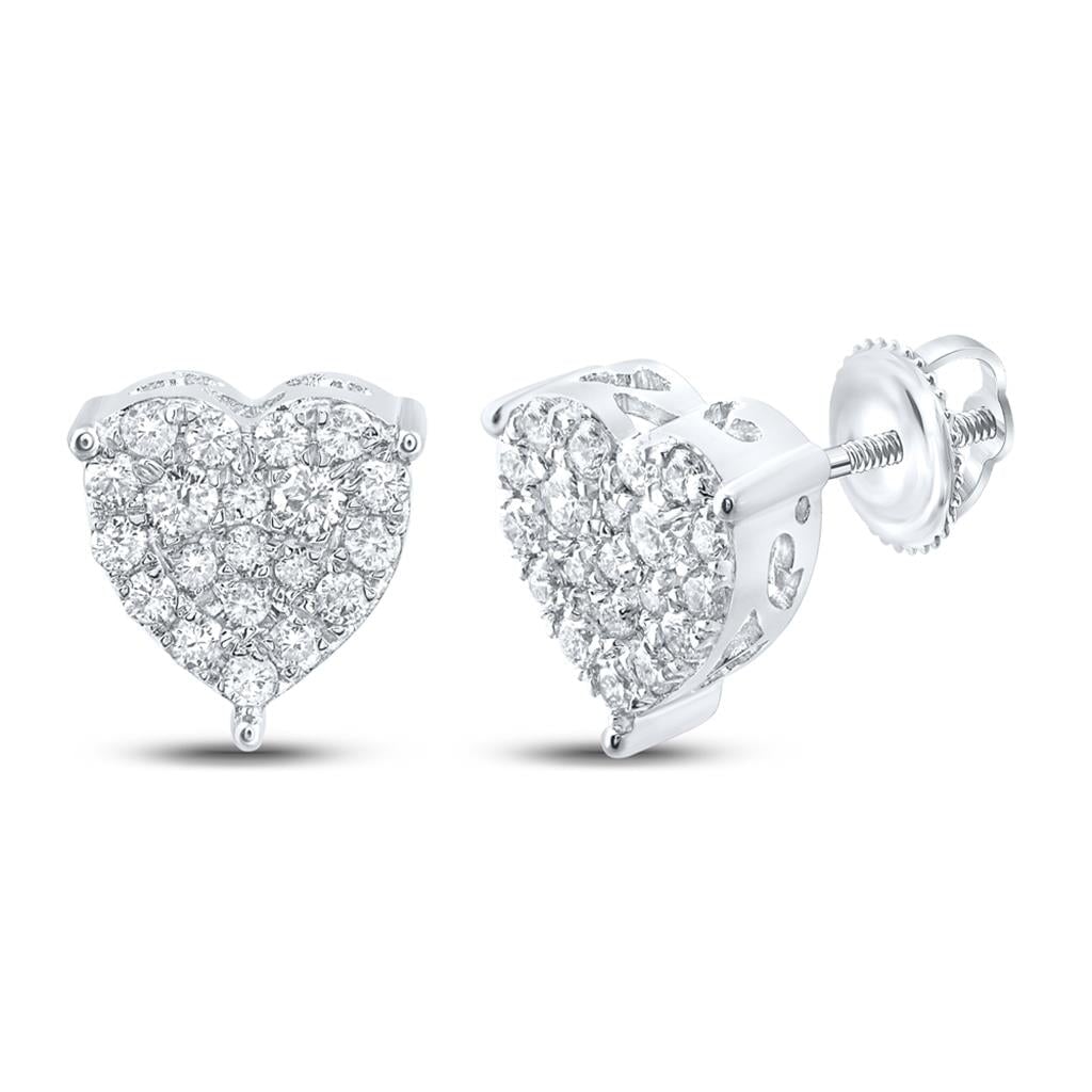 Heart Diamond Earrings 10K Gold | 4 Sizes 10K White Gold .50 Carat HipHopBling