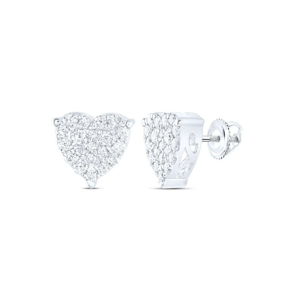 Heart Diamond Earrings 10K Gold | 4 Sizes 10K White Gold .75 Carat HipHopBling