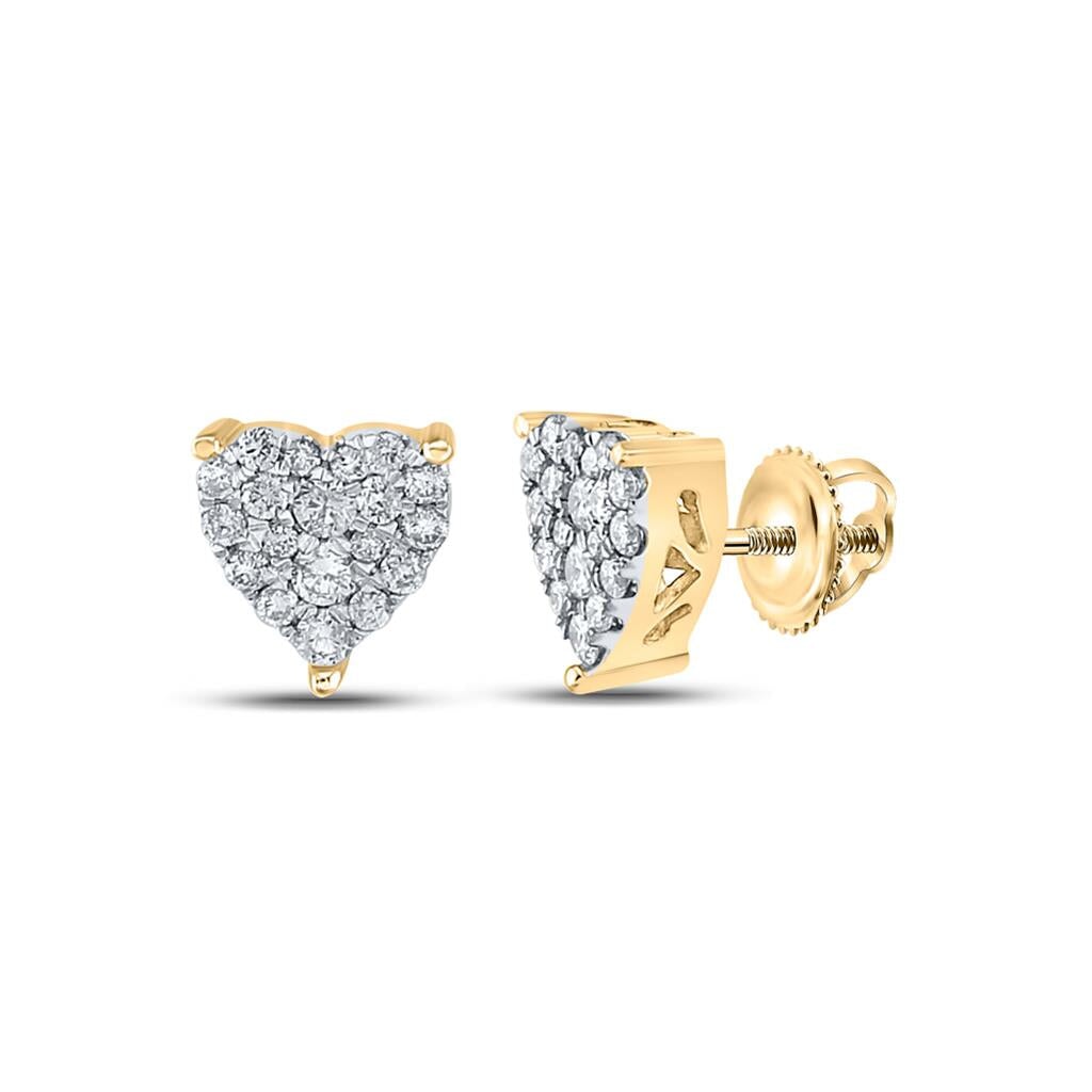 Heart Diamond Earrings 10K Gold | 4 Sizes 10K Yellow Gold .25 Carat HipHopBling
