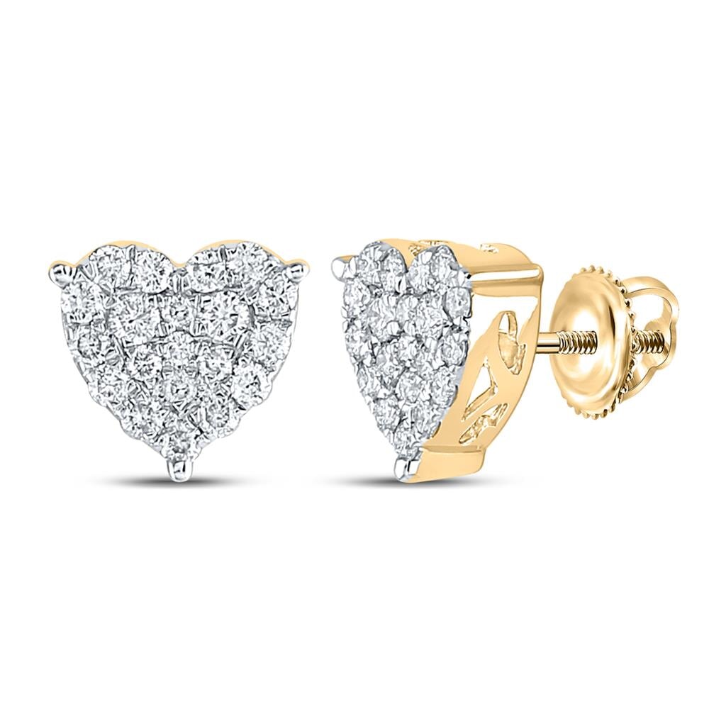 Heart Diamond Earrings 10K Gold | 4 Sizes 10K Yellow Gold .75 Carat HipHopBling
