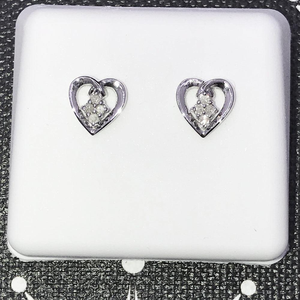 Heart Drop Diamond Earrings .08cttw 10K White Gold HipHopBling