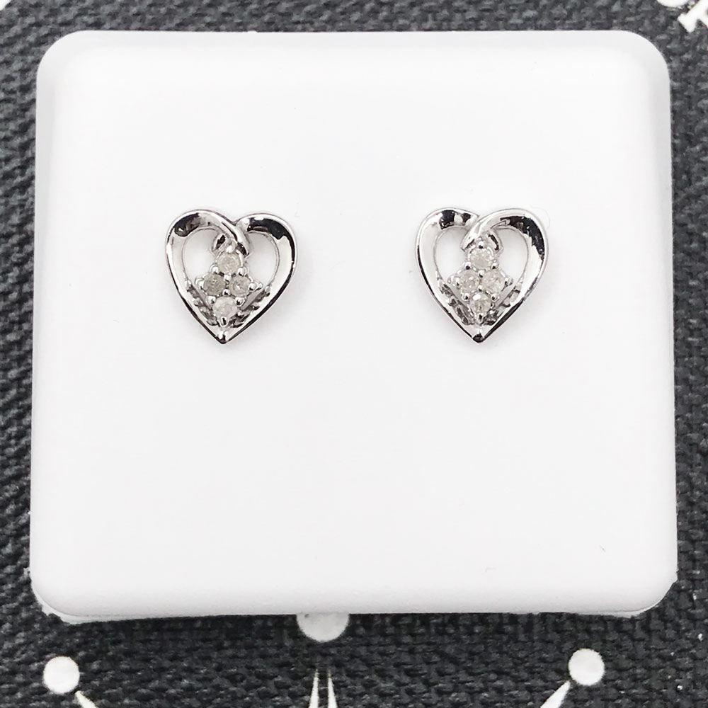Heart Drop Diamond Earrings .08cttw 10K White Gold HipHopBling