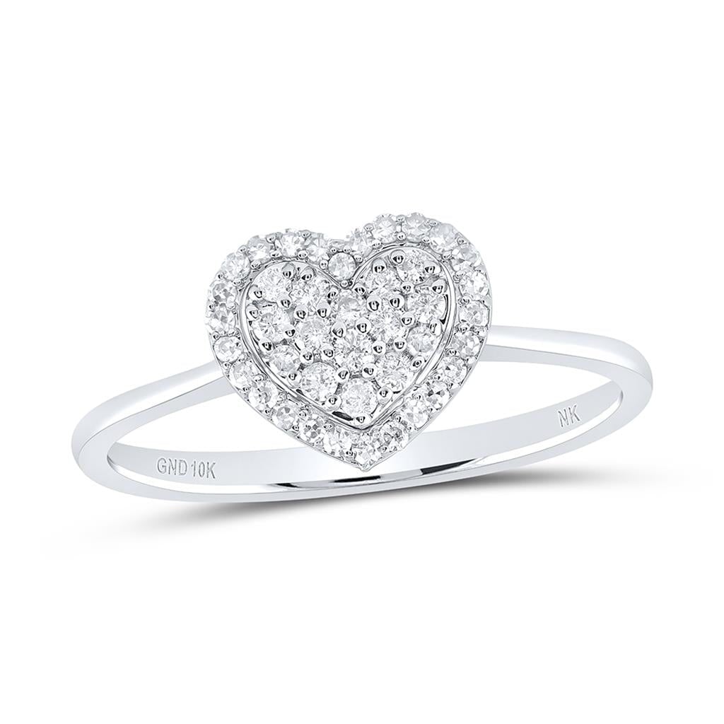 Heart Halo Solitaire Diamond Ring 10K Gold 10K White Gold HipHopBling