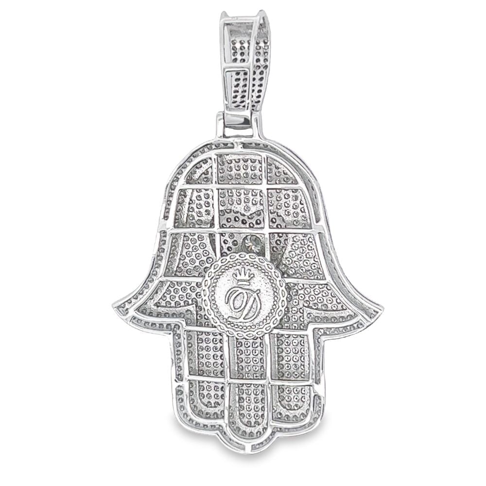 Heart Hamsa VVS Moissanite Pendant 3.55cttw .925 Sterling Silver HipHopBling