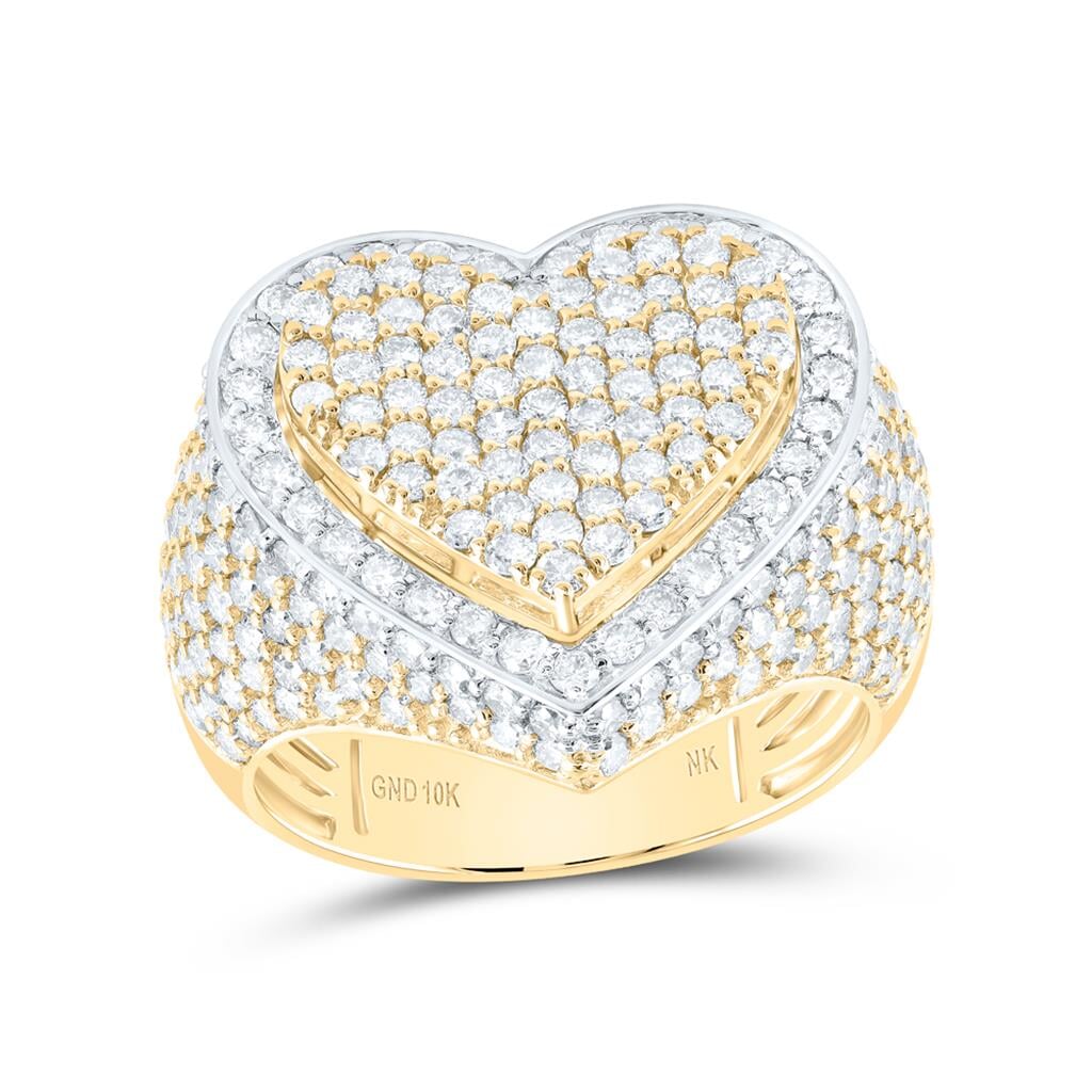 Heart Large Diamond Ring 3.00 Carats 10K Gold 10K Yellow Gold HipHopBling