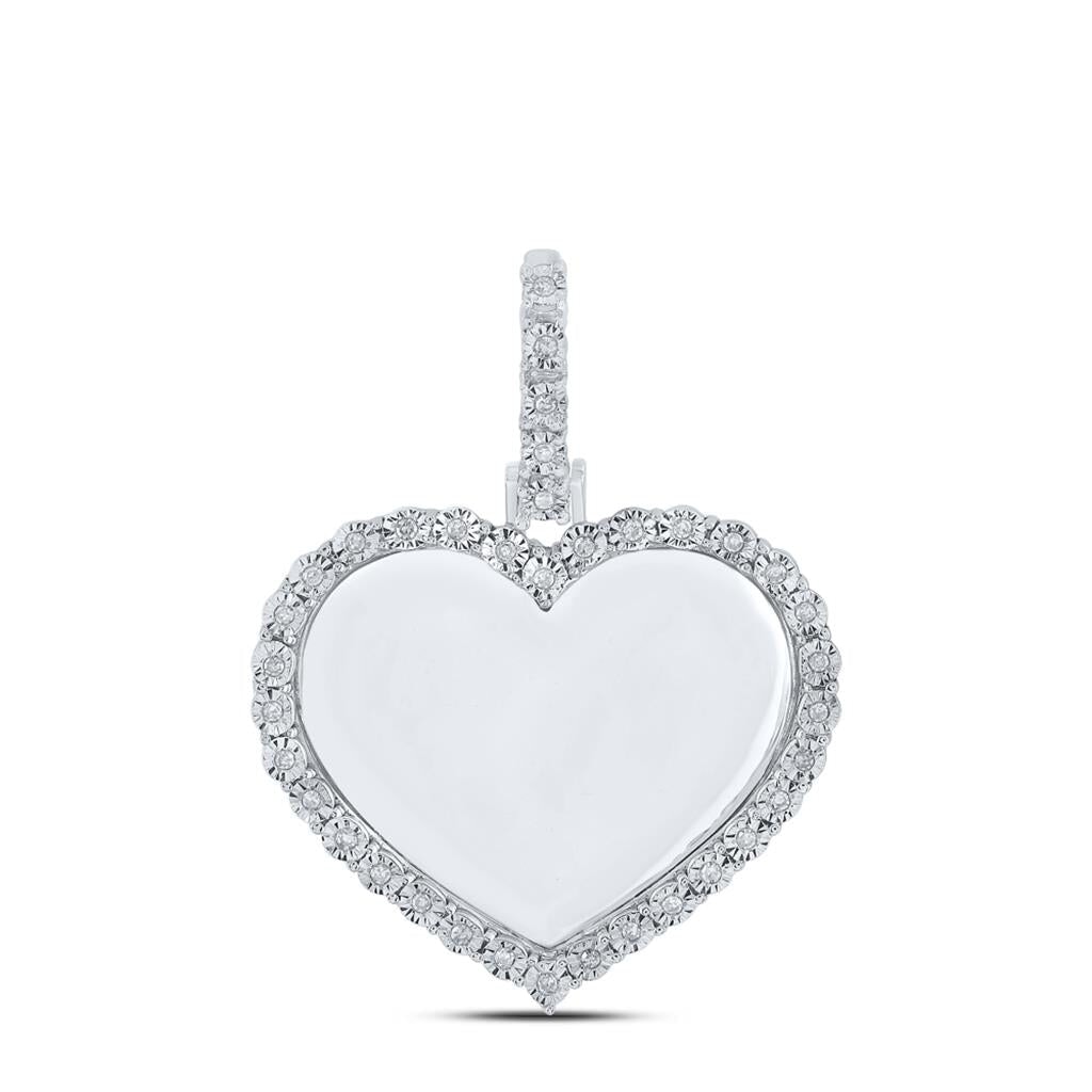 Heart Picture Frame Diamond Pendant 10K Gold 10K White Gold HipHopBling