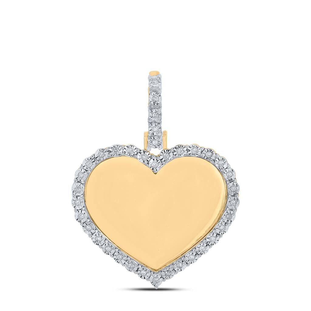 Heart Picture Frame Diamond Pendant 10K Gold 10K Yellow Gold HipHopBling