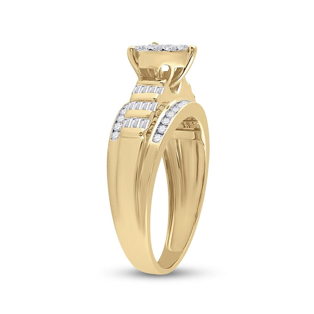 Heart Solitaire Baguette Diamond Ring 10K Gold HipHopBling