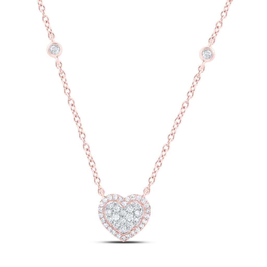 Heart Solitaire Diamond Pendant Necklace 10K Gold 10K Rose Gold HipHopBling