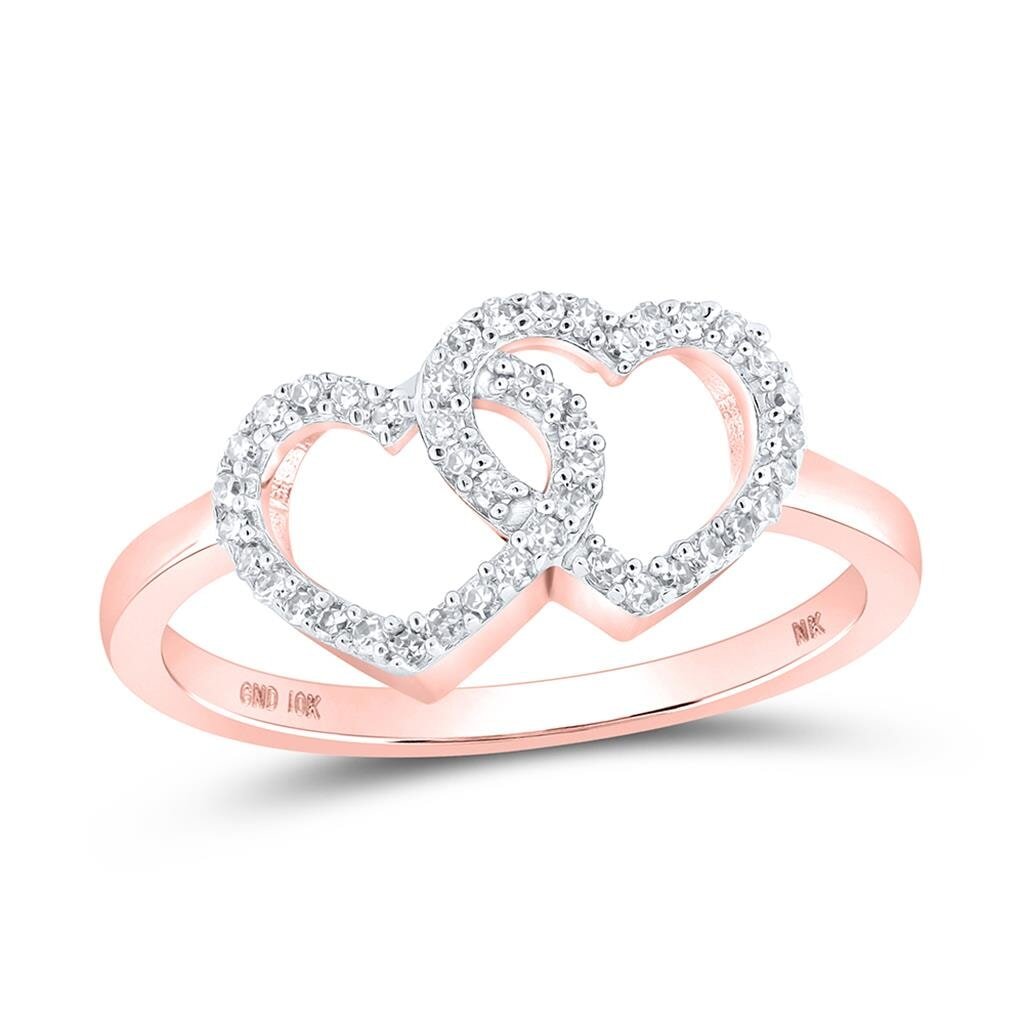 Heart Stack Diamond Ring 10K Gold 10K Rose Gold HipHopBling