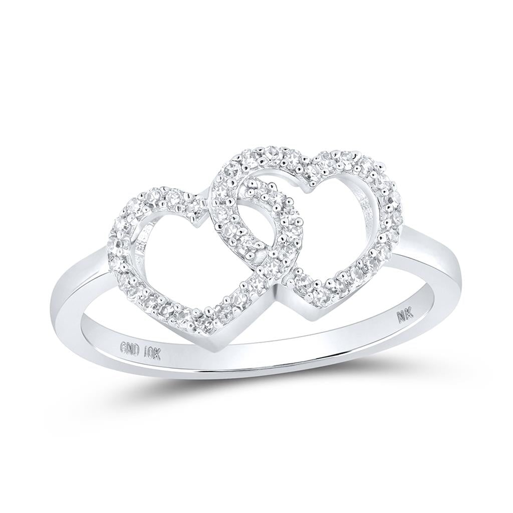 Heart Stack Diamond Ring 10K Gold 10K White Gold HipHopBling