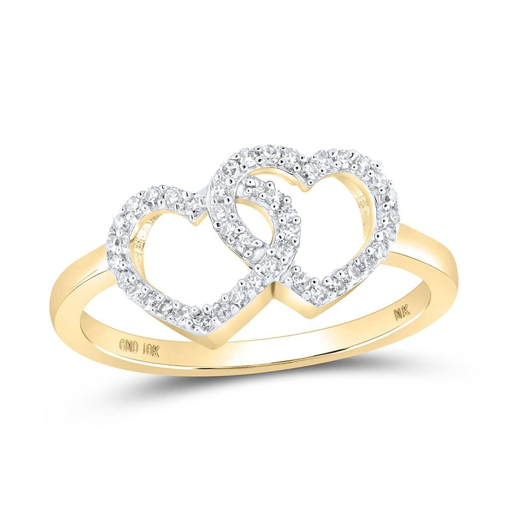 Heart Stack Diamond Ring 10K Gold 10K Yellow Gold HipHopBling