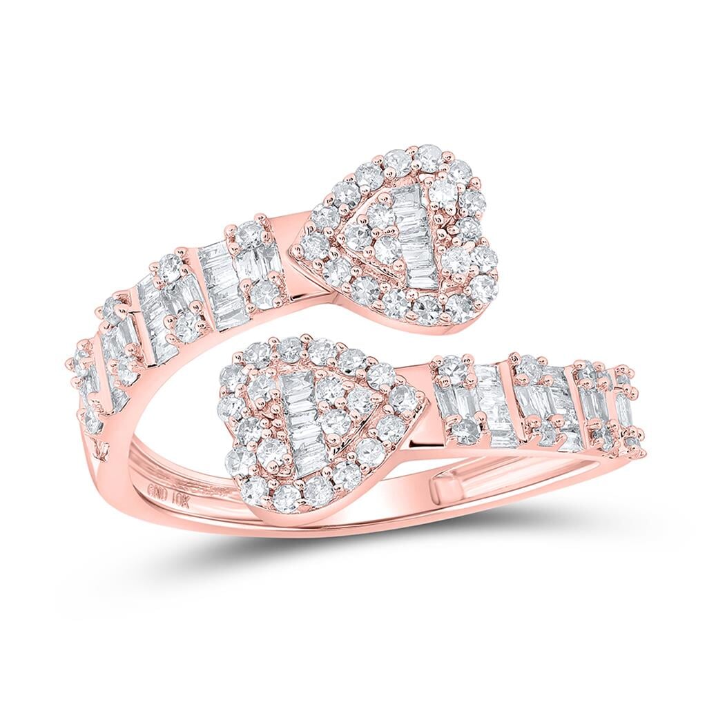 Heart Wrap Baguette Diamond Ring 5/8cttw 10K Gold 10K Rose Gold HipHopBling