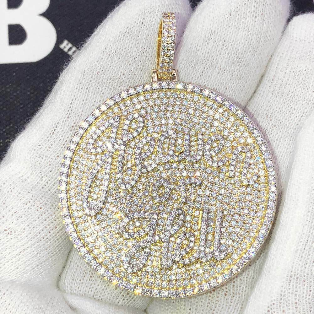 Heaven or Hell 3D Medallion VVS CZ Hip Hop Iced Out Pendant Yellow Gold HipHopBling