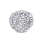 Hex Circle Iced Out VVS Moissanite Ring .925 Sterling Silver White Gold 7 HipHopBling