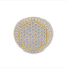 Hex Circle Iced Out VVS Moissanite Ring .925 Sterling Silver Yellow Gold 7 HipHopBling