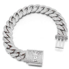 Hip Hop Bling 15MM Cuban Iced Bracelet Yellow Gold 7" HipHopBling