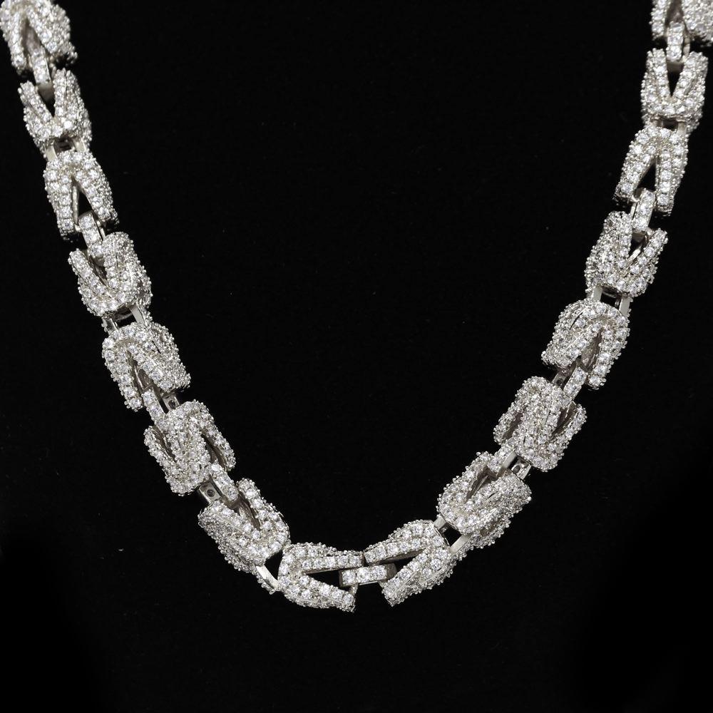 Hip Hop Bling 3D Turkish Iced Out Chain 8MM White Gold 18" HipHopBling