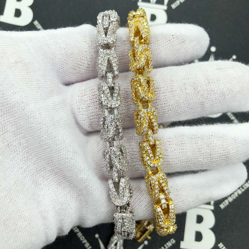 Hip Hop Bling 3D Turkish Iced Out Chain 8MM White Gold 18" HipHopBling