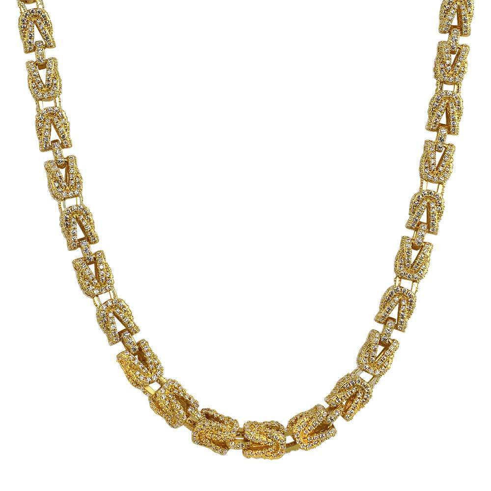 Hip Hop Bling 3D Turkish Iced Out Chain 8MM Yellow Gold 18" HipHopBling