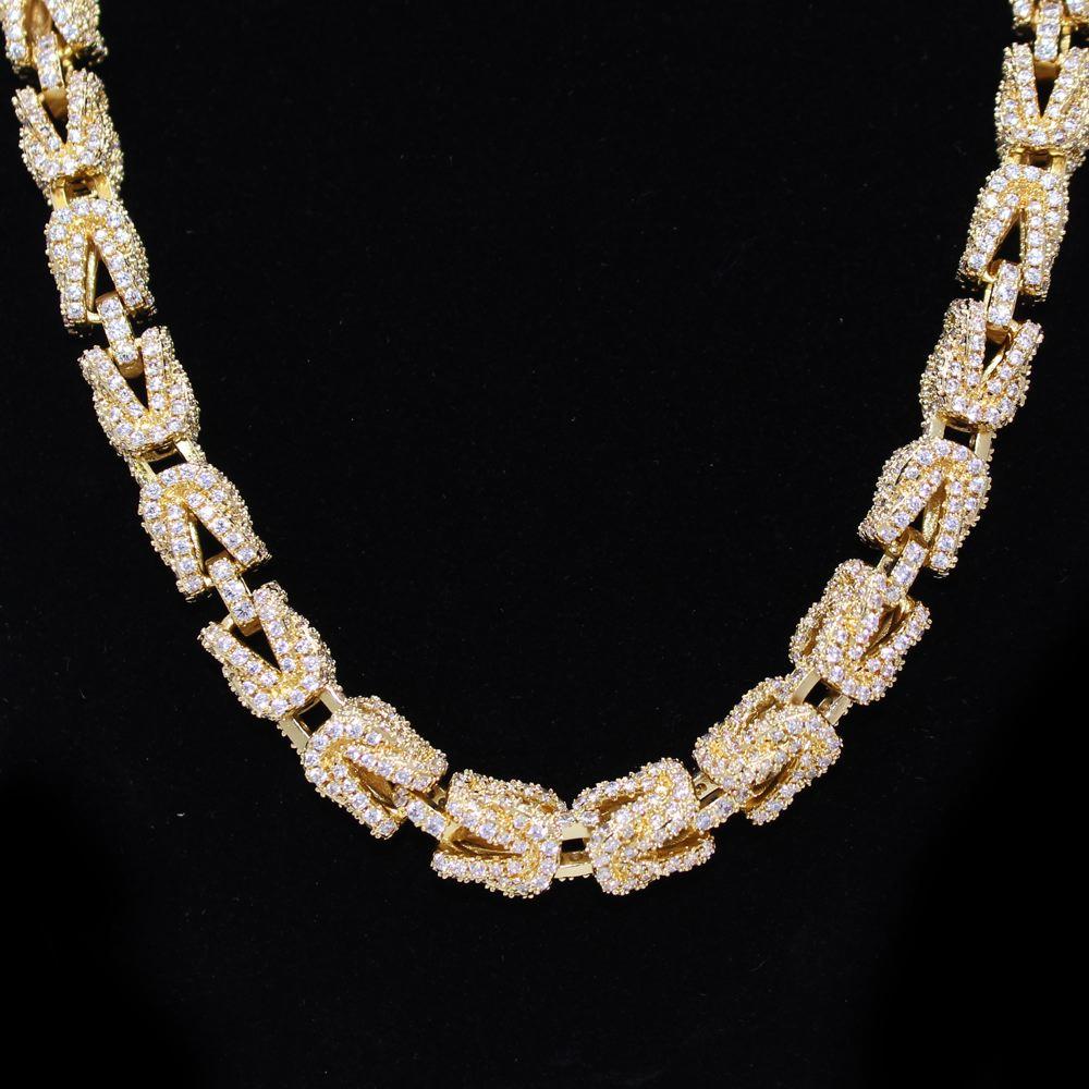 Hip Hop Bling 3D Turkish Iced Out Chain 8MM Yellow Gold 18" HipHopBling