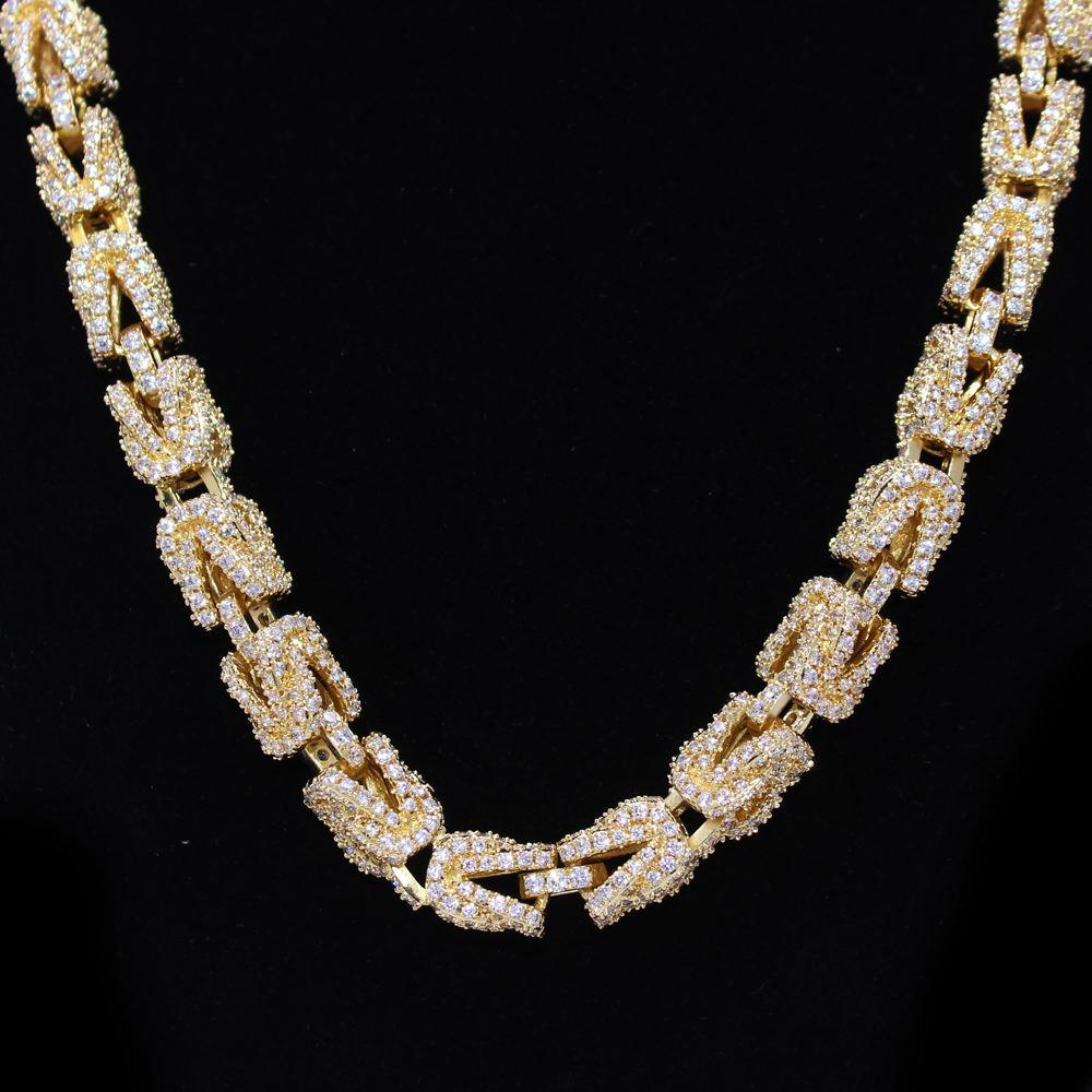 Hip Hop Bling 3D Turkish Iced Out Chain 8MM Yellow Gold 18" HipHopBling