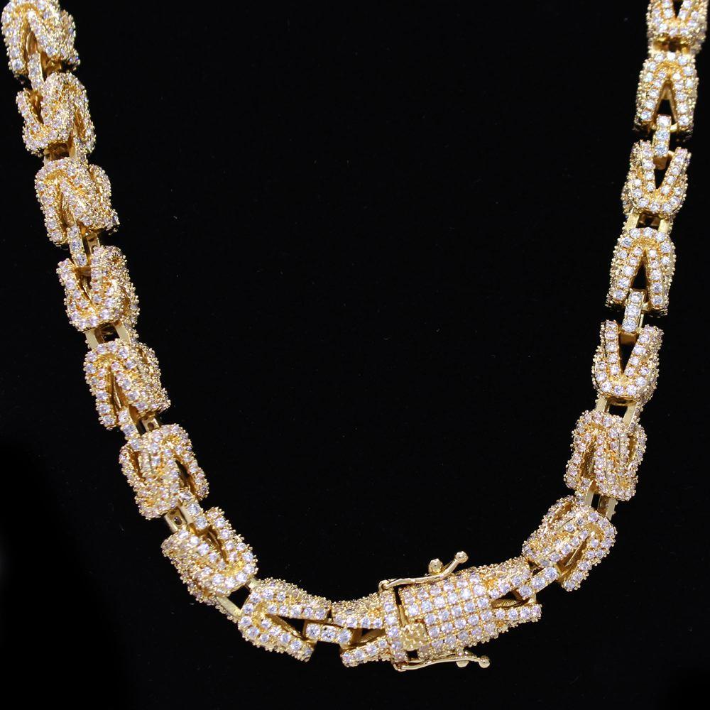 Hip Hop Bling 3D Turkish Iced Out Chain 8MM Yellow Gold 18" HipHopBling