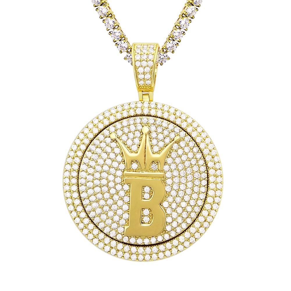 Hip Hop Bling Crown Spinning Medallion Gold Pendant Yellow Gold HipHopBling