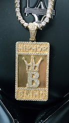 Hip Hop Bling Logo Block Pendant White Gold HipHopBling
