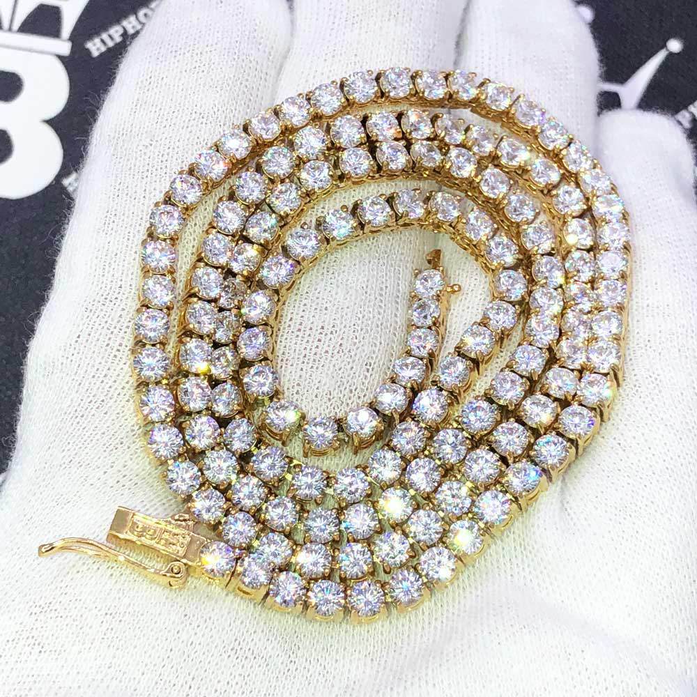 Hip Hop Bling VVS Iced Out Tennis Chain 4MM Yellow Gold 16" HipHopBling