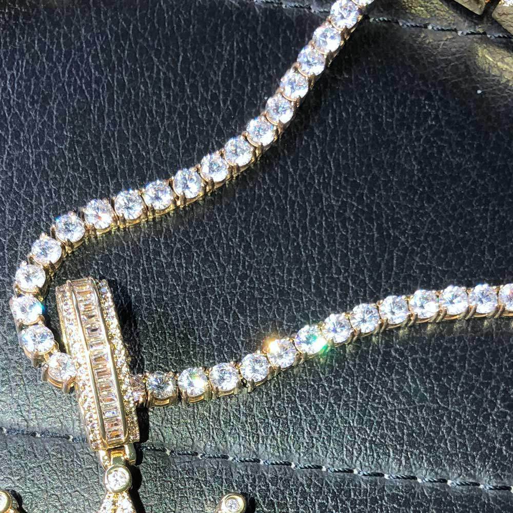 Hip Hop Bling VVS Iced Out Tennis Chain 4MM Yellow Gold 16" HipHopBling