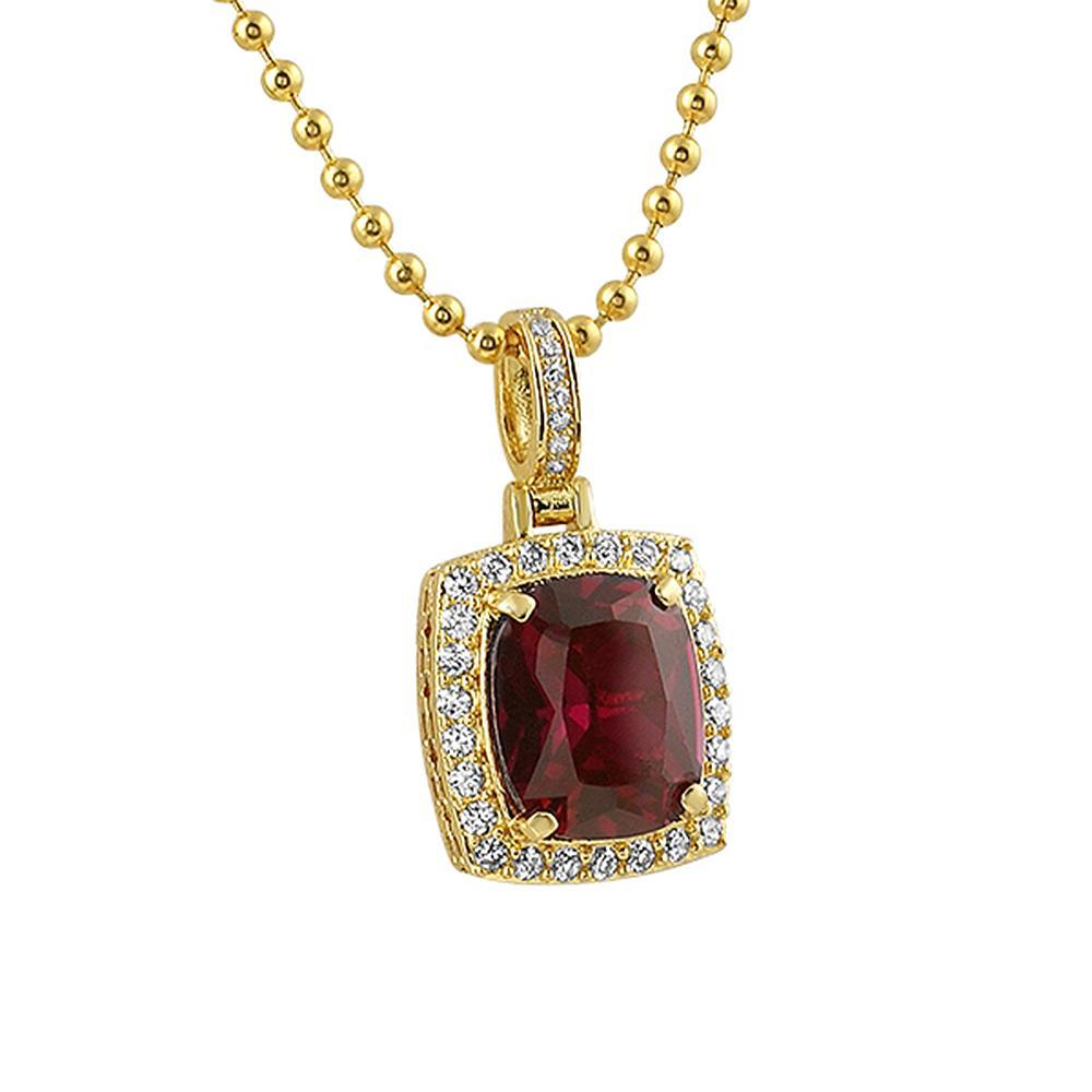Hip Hop Style Lab Ruby Pendant Gold HipHopBling