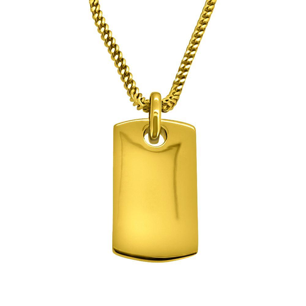HipHopBling Gold Dog Tag Pendant Free 2.5MM Franco 24 Inch Chain HipHopBling
