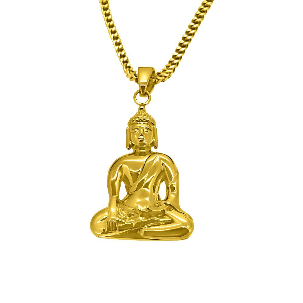 HipHopBling Gold Sitting Buddha Pendant HipHopBling